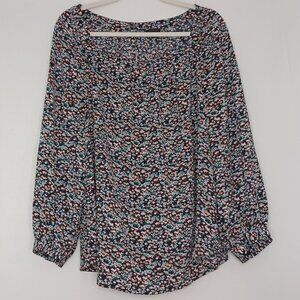 Women's Ann Taylor Lightweight Floral Print Long Sleeve Size Large